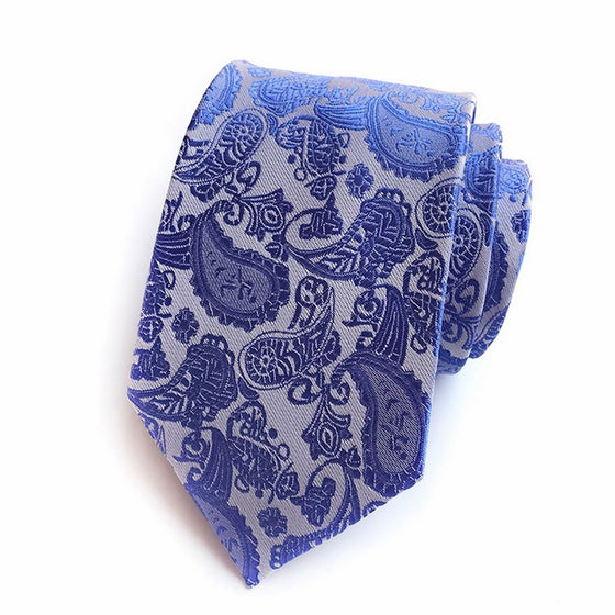 Pisces.goods New Bright Blue Paisley Jacquard Woven Men's Tie Necktie