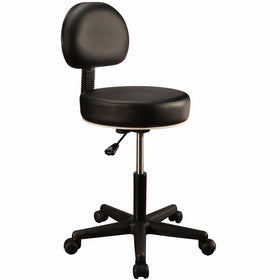 Master Massage Pneumatic Hydrolic Rolling Massage Clinical Spa Tattoo Office Swivel Stool with Backrest, Black