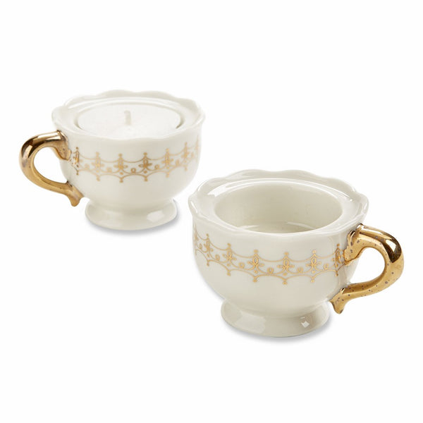 Kate Aspen Classic Teacups Tealight Holder, Gold, Set of 4