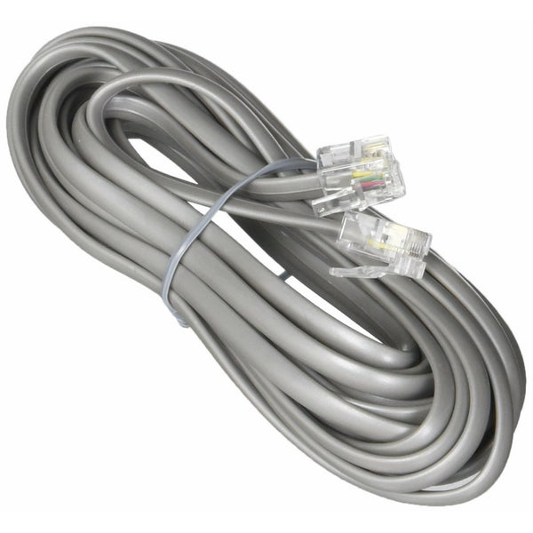 Premium Telephone Line Cord Heavy Duty Silver Satin 4 Conductor 14-ft by TeleDirect