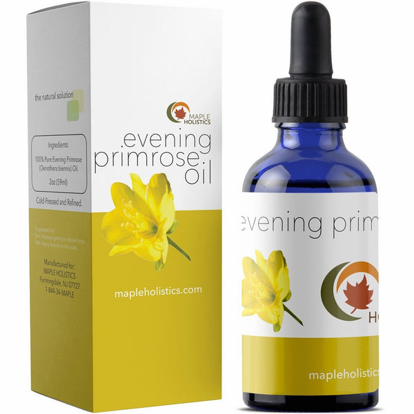 Pure Evening Primrose Oil for Face, Skin, & Hair Cold Pressed for Greater Efficacy - Moisturize Dry & Flaky Skin - Fights Aging & Free Radical Damage - Fully Guaranteed By Maple Holistics