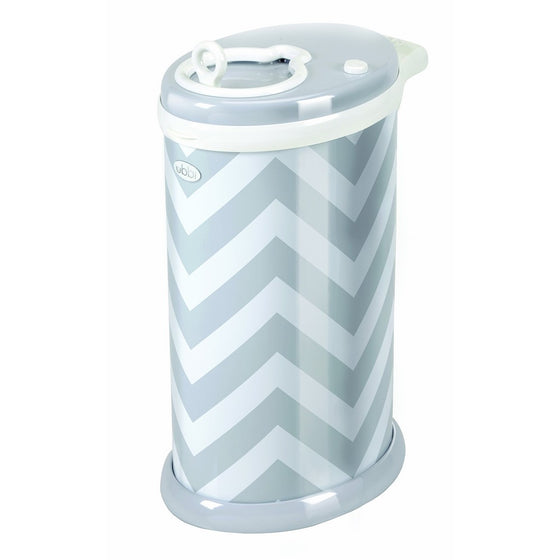 Ubbi Money Saving, No Special Bag Required, Steel Odor Locking Diaper Pail, Gray Chevron