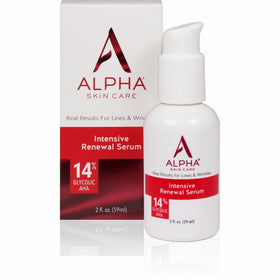 Alpha Skin Care - Intensive Renewal Serum, 14% Glycolic AHA, Real Results for Lines and Wrinkles| Fragrance-Free and Paraben-Free| 2-Ounce