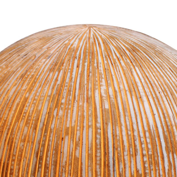 Contemporary Ribbed Finish Sandstone Decor Ball with Lights, Brown