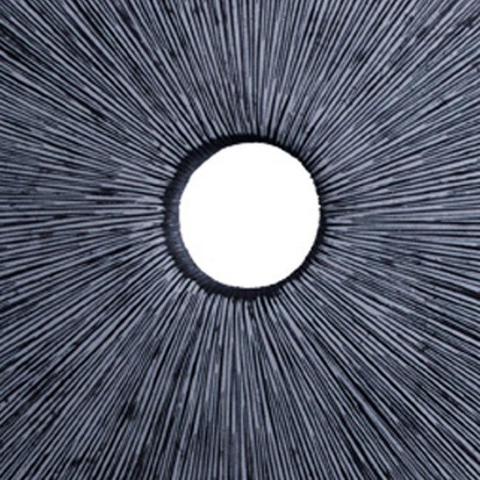 Ribbed Round Sandstone Wall Decor with Cut Out at Centre, Medium, Gray