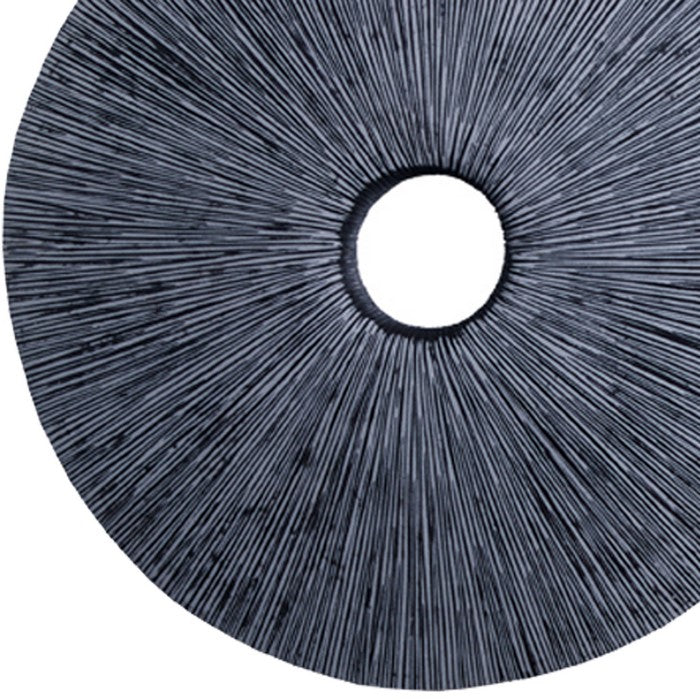 Ribbed Round Sandstone Wall Decor with Cut Out at Centre, Medium, Gray