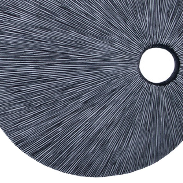 Ribbed Round Sandstone Wall Decor with Cut Out Near the Edge, Small, Gray