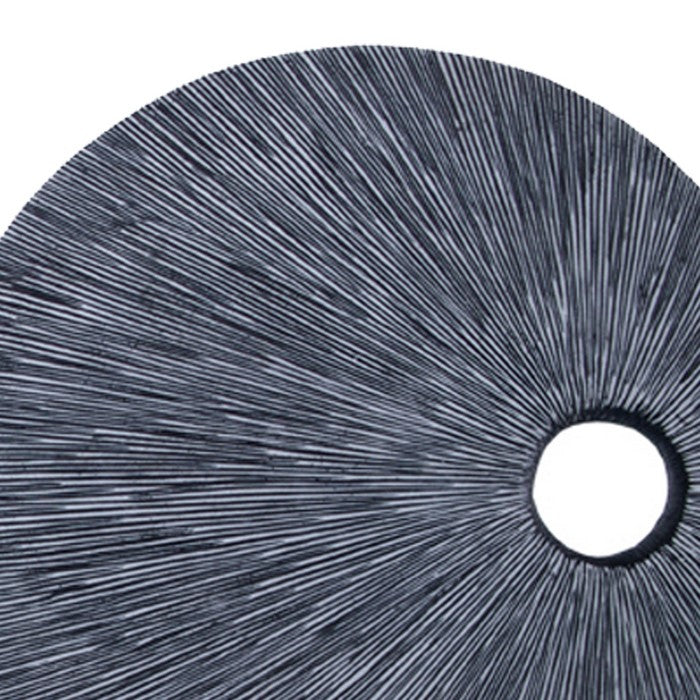 Ribbed Round Sandstone Wall Decor with Cut Out Near the Edge, Large, Gray