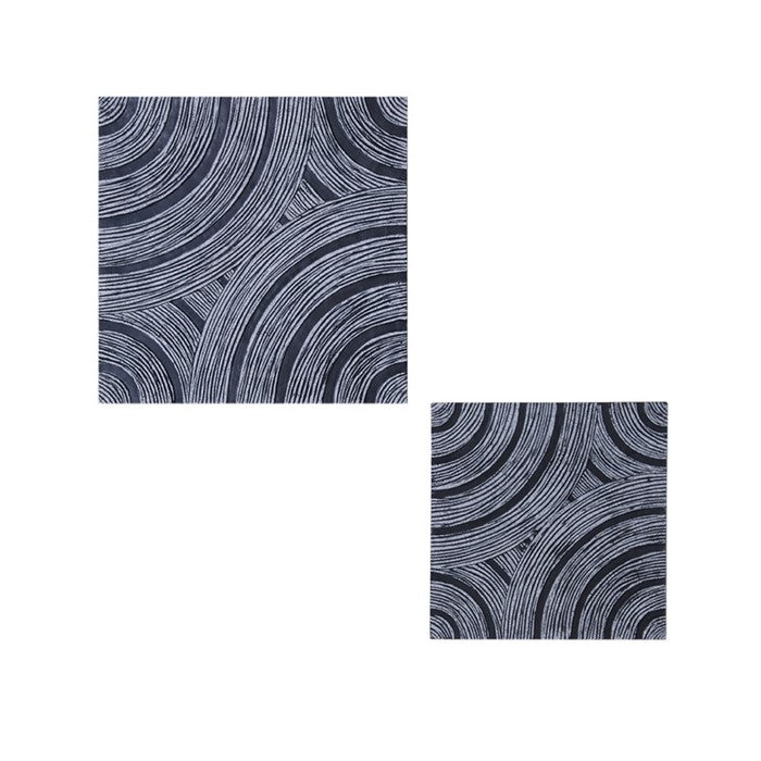 Square Sandstone Wall Decor with Lined Circular Design, Large, Gray