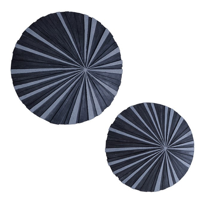 Round and Ribbed Sandstone Wall Decor, Large, Gray