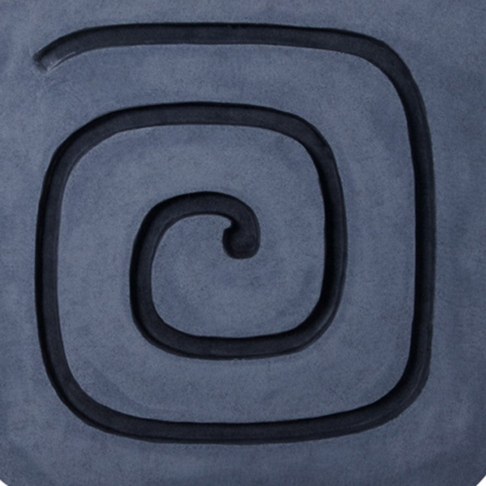 Sandstone Wall Decor with Square Spiral Design, Gray and Black