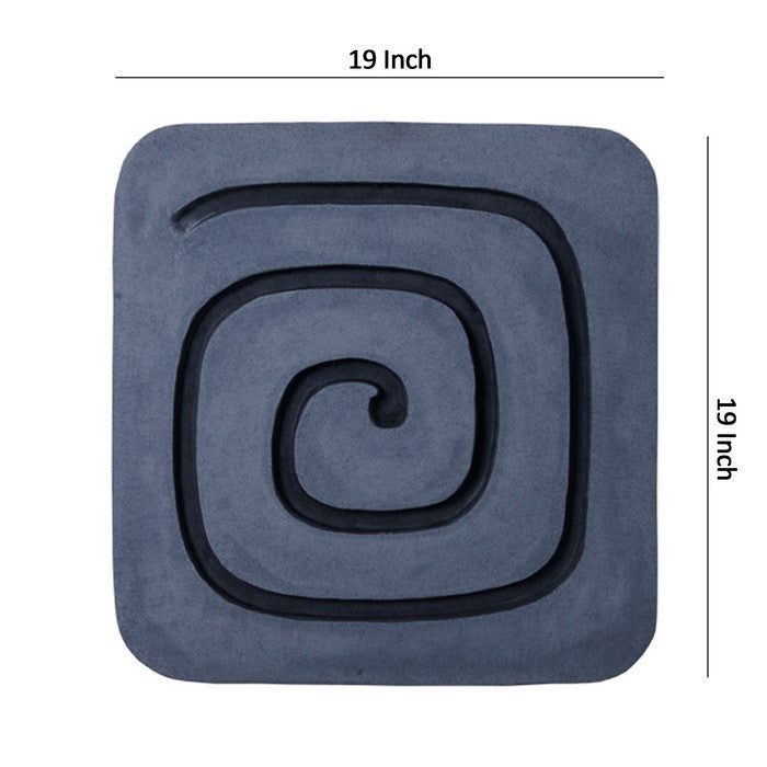Sandstone Wall Decor with Square Spiral Design, Gray and Black