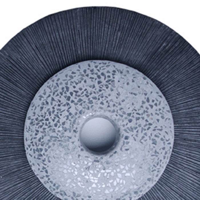 Round Dual Layer Glass and Sandstone Wall Decor, Small, Gray