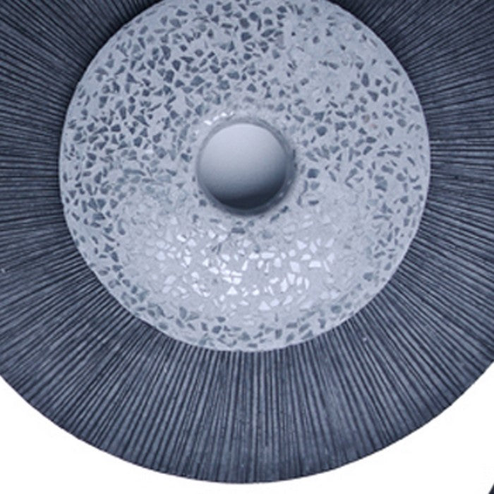 Round Dual Layer Glass and Sandstone Wall Decor, Small, Gray