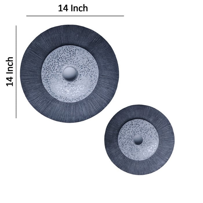 Round Dual Layer Glass and Sandstone Wall Decor, Small, Gray