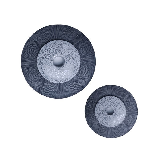 Round Dual Layer Glass and Sandstone Wall Decor, Small, Gray