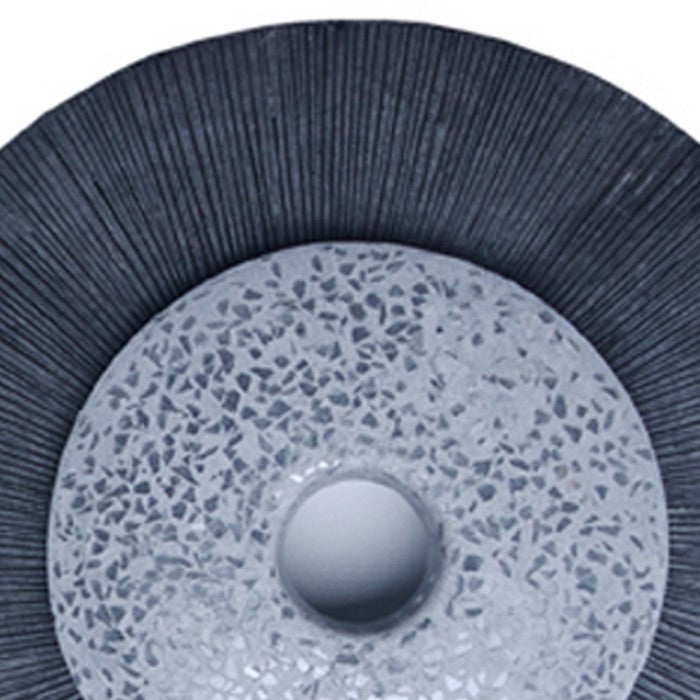 Round Dual Layer Glass and Sandstone Wall Decor, Large, Gray