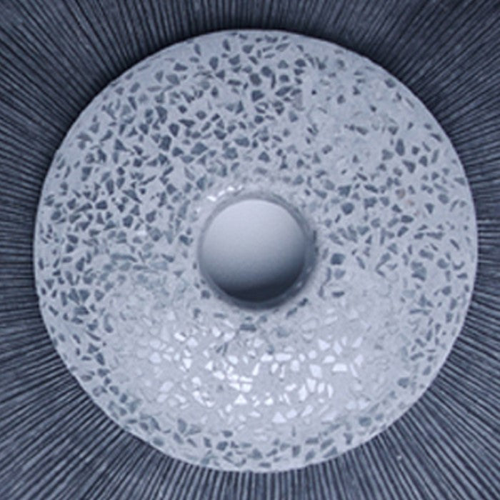 Round Dual Layer Glass and Sandstone Wall Decor, Large, Gray