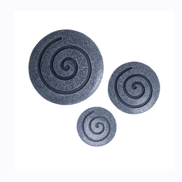 Round Sandstone and Glass Wall Decor with Spiral Design, Medium, Gray