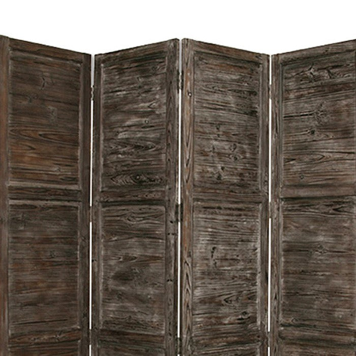 Wooden 4 Panel Foldable Floor Screen with Textured Panels, Black