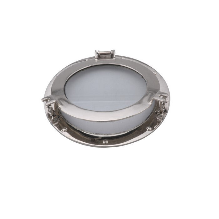 Glass Inserted Aluminum Porthole WallDecor With Hinge Joint, Gray
