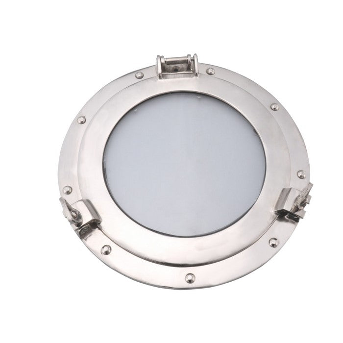 Glass Inserted Aluminum Porthole WallDecor With Hinge Joint, Gray