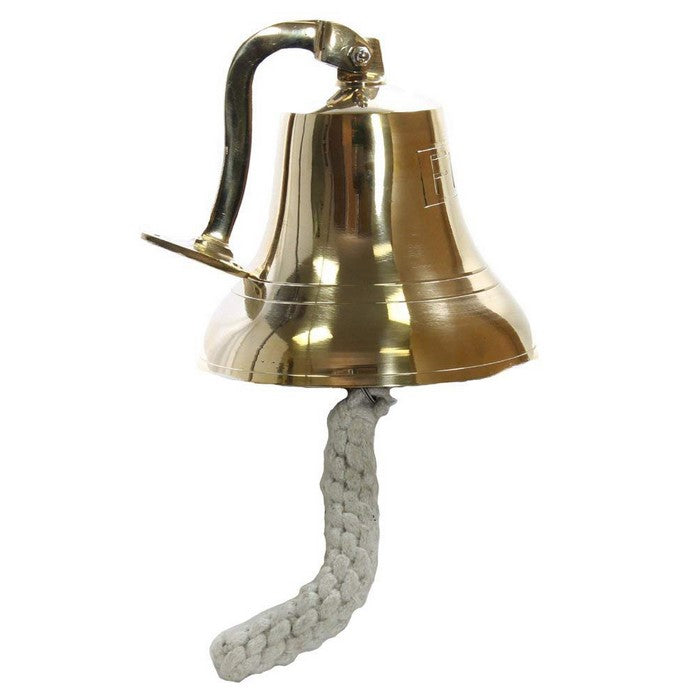 Metal Fire Bell With Knotted Lanyard And Wall Bracket, Gold