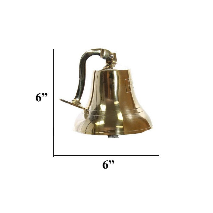 Metal Fire Bell With Knotted Lanyard And Wall Bracket, Gold