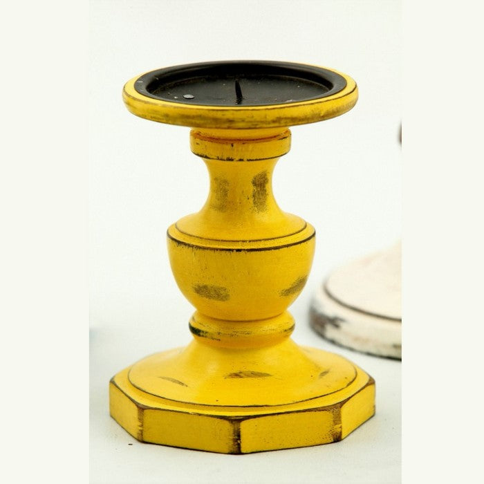 Benzara Distressed Finish Wooden Pillar Shaped Candleholder, Set of 5, Multicolor