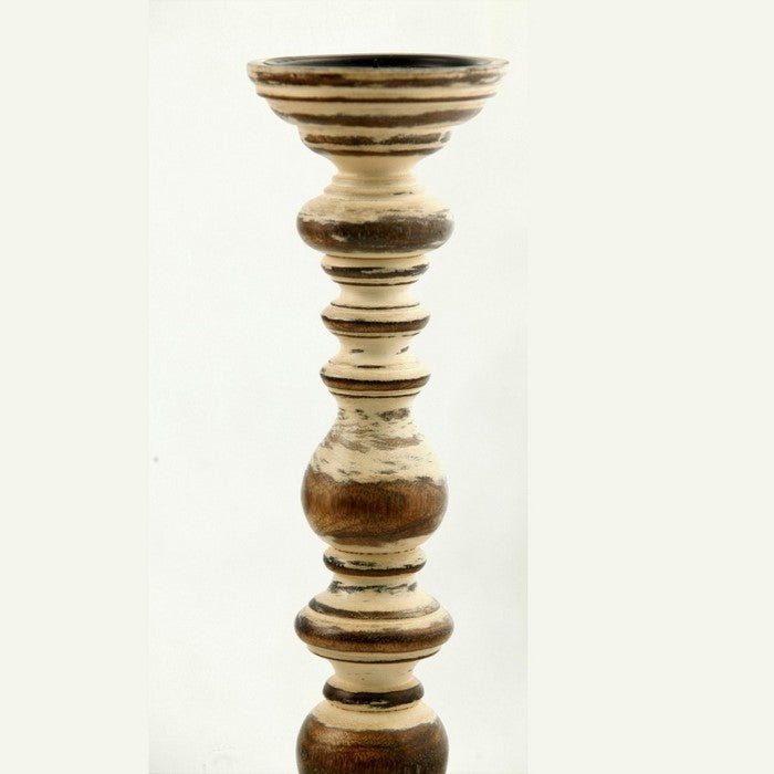 Benzara Distressed Finish Wooden Pillar Shaped Candleholder, Set of 5, Multicolor