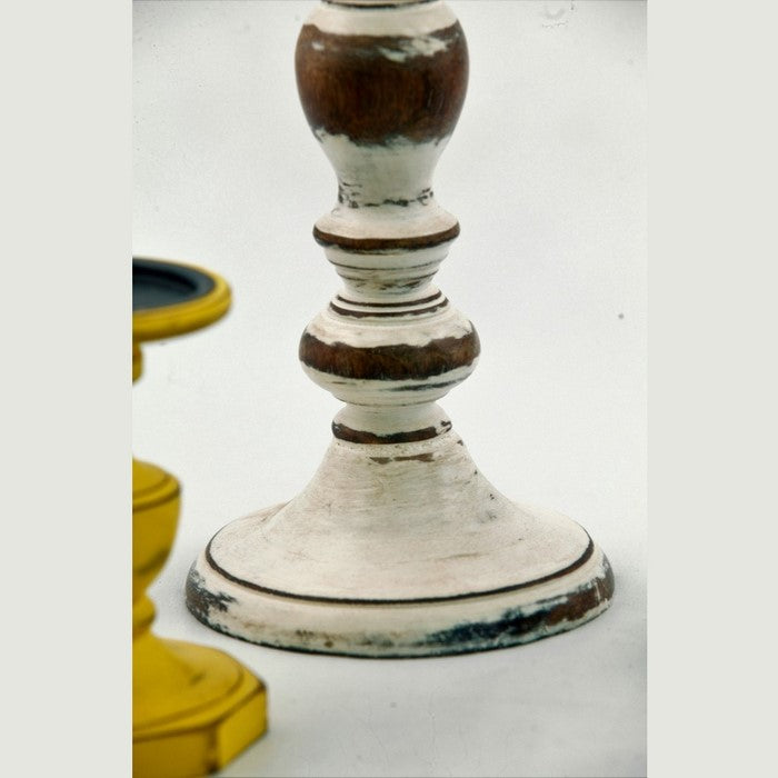 Benzara Distressed Finish Wooden Pillar Shaped Candleholder, Set of 5, Multicolor