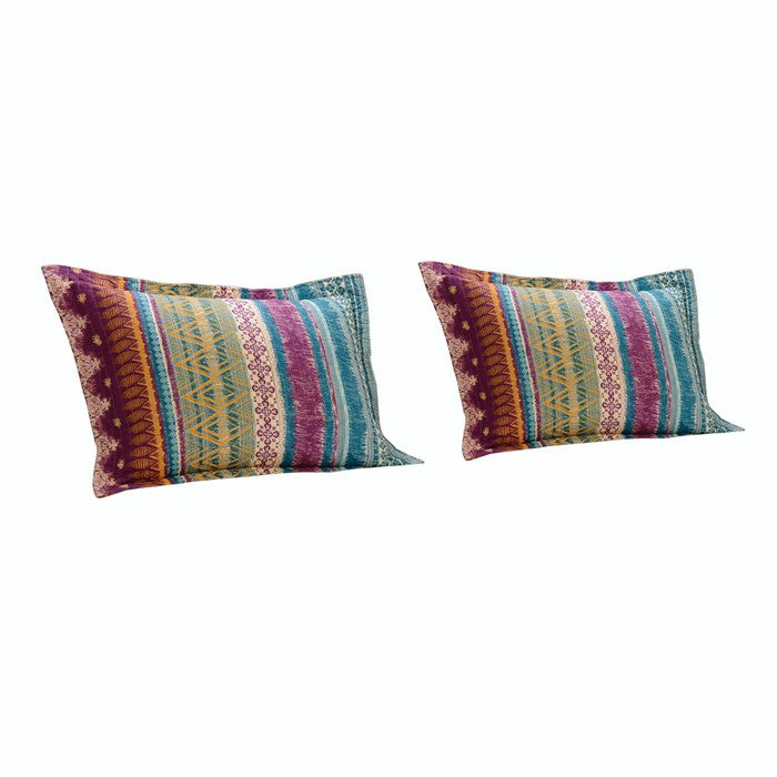 Tribal Motif Print Cotton Twin Quilt Set with 1 Pillow Sham, Multicolor