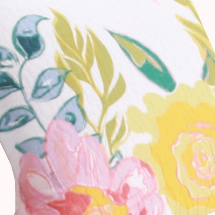 36 x 20 Inches King Size Pillow Sham with Stencil Flower Print, Multicolor