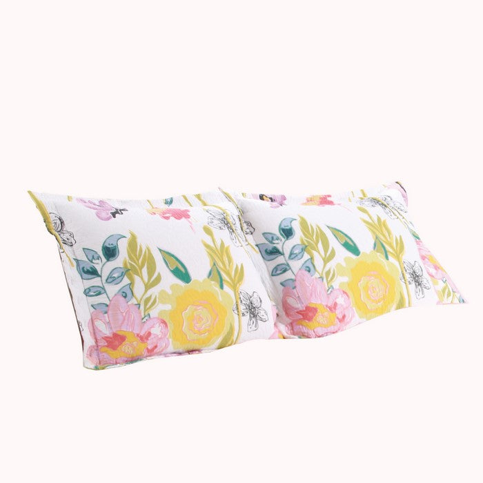 36 x 20 Inches King Size Pillow Sham with Stencil Flower Print, Multicolor