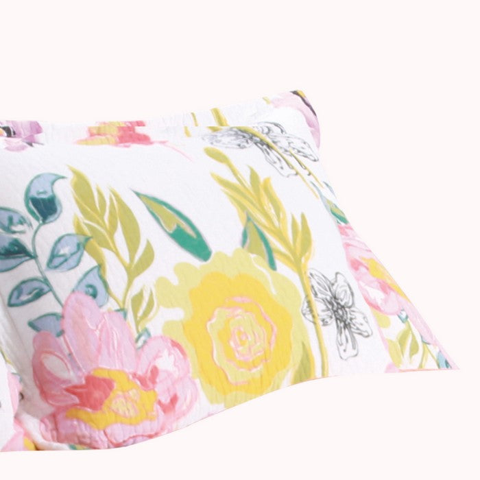 26 x 20 Inches Standard Pillow Sham with Stencil Flower Print, Multicolor