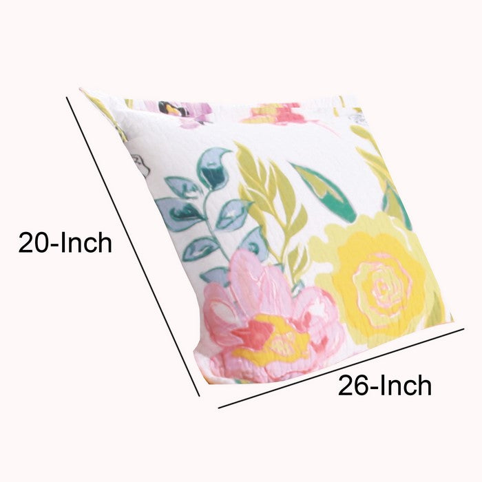 26 x 20 Inches Standard Pillow Sham with Stencil Flower Print, Multicolor