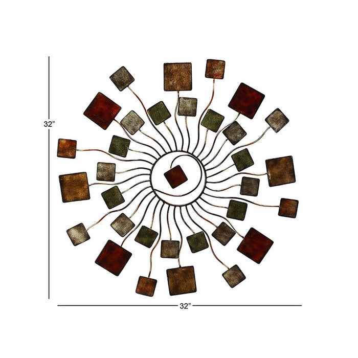 Benzara Modern Abstract Metal Sun WallDecor, Multicolor