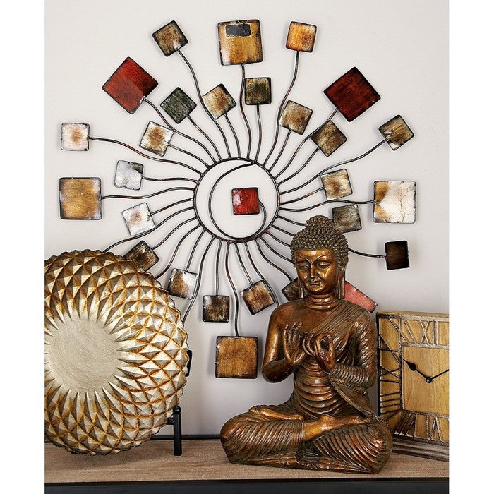 Benzara Modern Abstract Metal Sun WallDecor, Multicolor