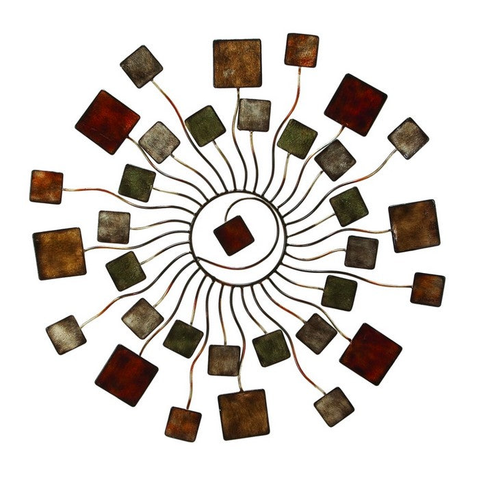 Benzara Modern Abstract Metal Sun WallDecor, Multicolor