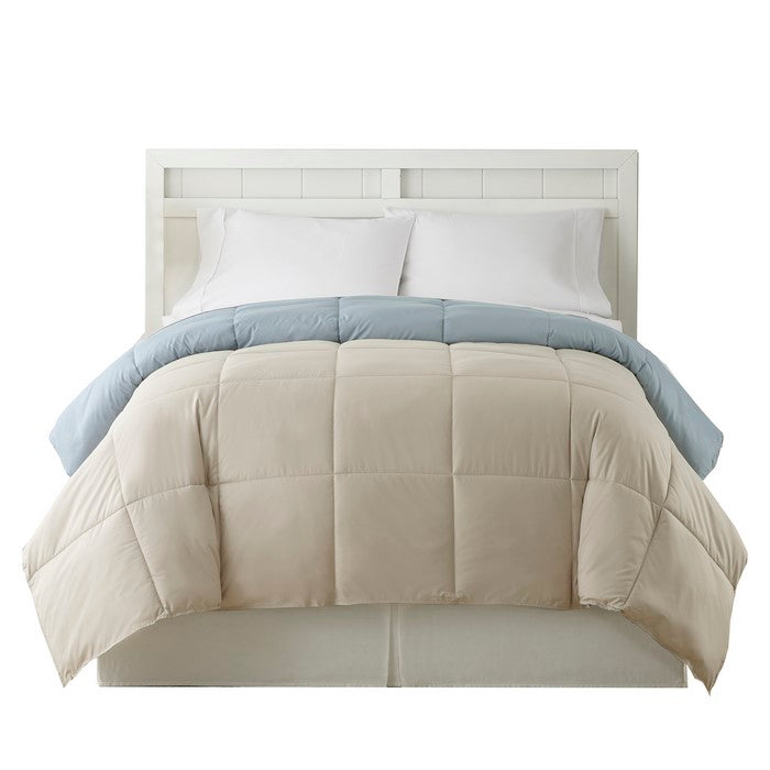 Genoa King Size Box Quilted Reversible Comforter The Urban Port, Gray and Blue