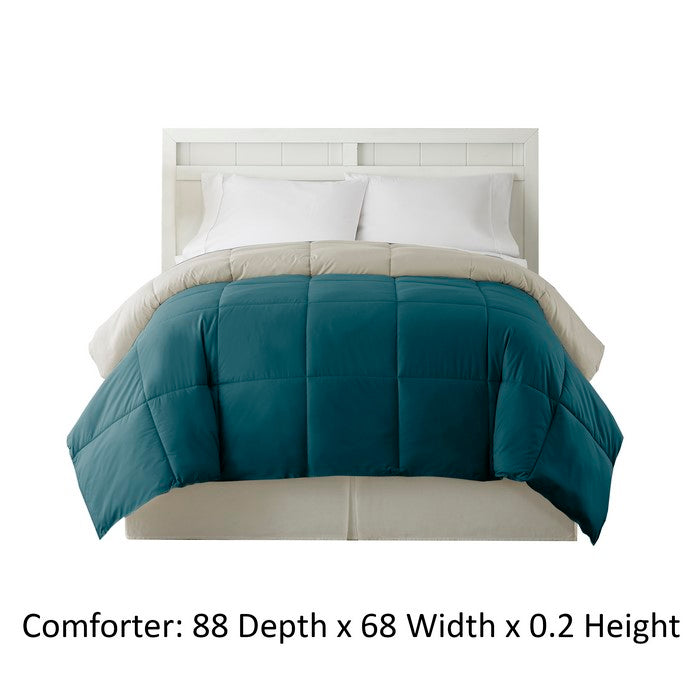 Genoa Twin Size Box Quilted Reversible Comforter The Urban Port, Blue and Gray