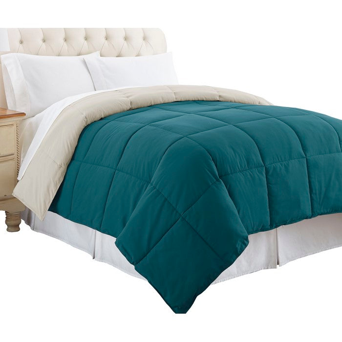 Genoa Twin Size Box Quilted Reversible Comforter The Urban Port, Blue and Gray