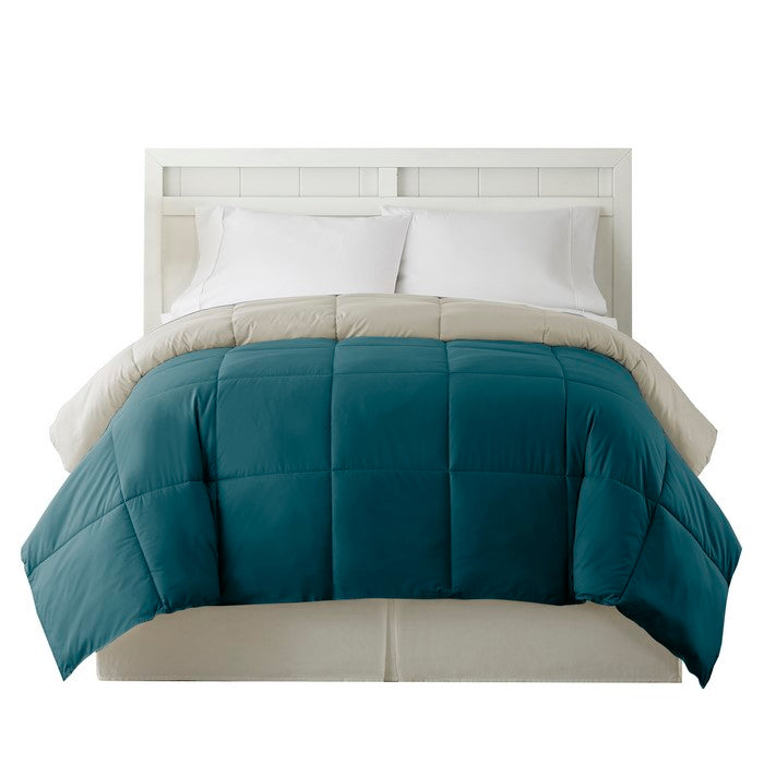 Genoa King Size Box Quilted Reversible Comforter The Urban Port, Blue and Gray