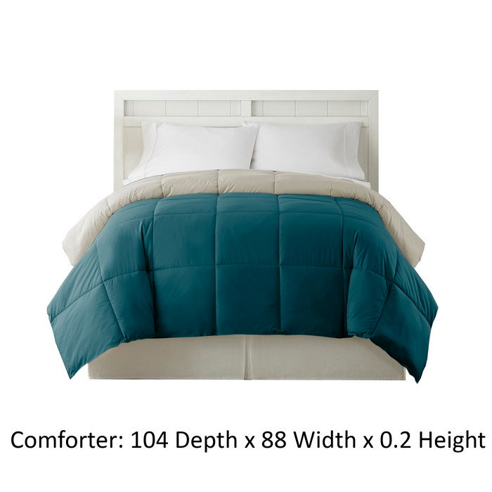 Genoa King Size Box Quilted Reversible Comforter The Urban Port, Blue and Gray