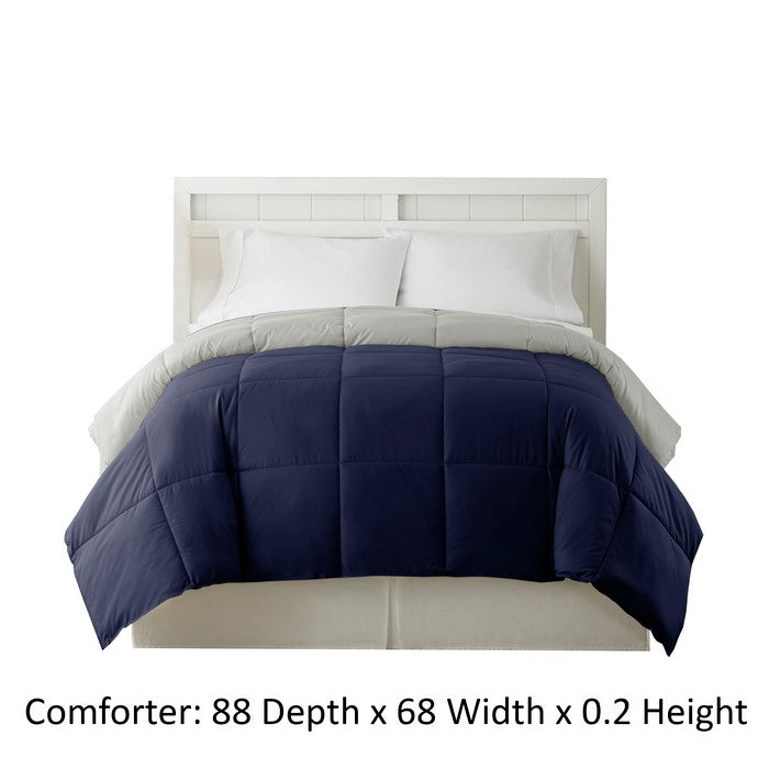 Genoa Box Quilted Twin Size Reversible Comforter The Urban Port, Silver and Blue