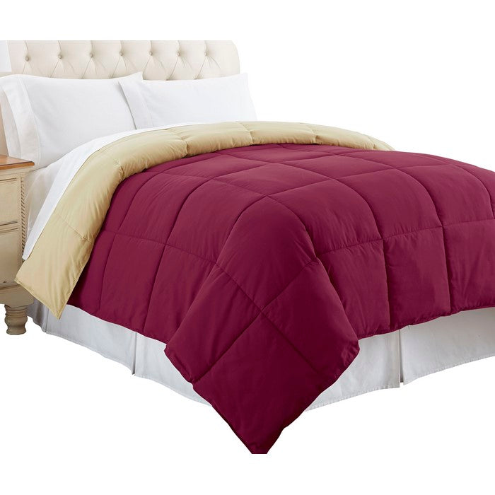 Genoa Queen Size Box Quilted Reversible Comforter The Urban Port, Pink and Beige