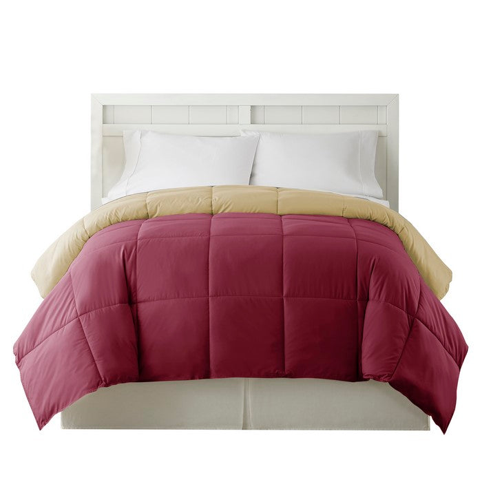 Genoa King Size Box Quilted Reversible Comforter The Urban Port, Pink and Beige