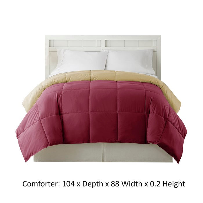 Genoa King Size Box Quilted Reversible Comforter The Urban Port, Pink and Beige