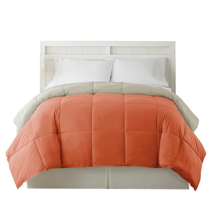 Genoa King Size Box Quilted Reversible Comforter The Urban Port, Orange and Gray