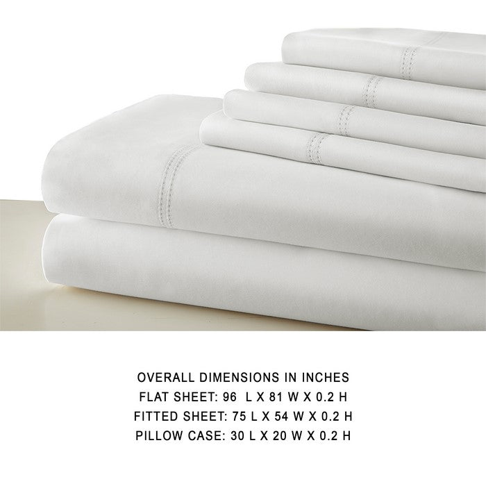 Tours 6 Piece Cotton Full Size Sheet Set with Double Hem The Urban Port, White